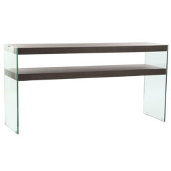 Mesa de apoio Cristal Castanho Transparente Nogueira 160 x 45 x 80 cm Madeira MDF