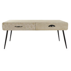 Mesa de apoio Preto Cobre Natural Metal Madeira MDF 100 x 52 x 42