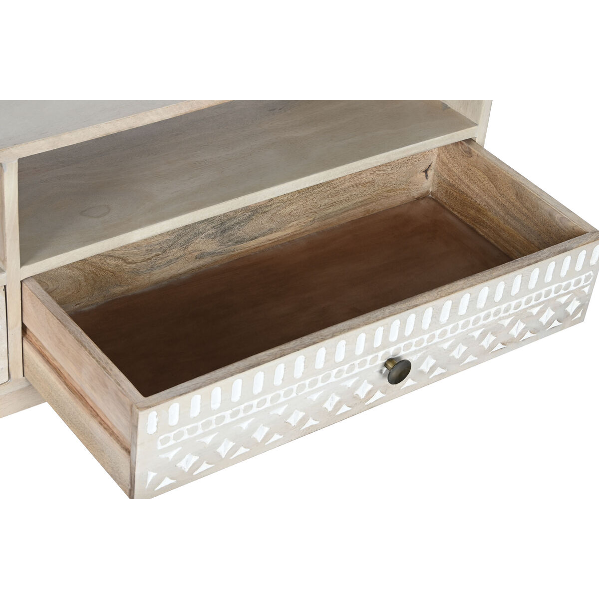 Móvel de TV Branco Natural Madeira de mangueira 130 x 40 x 45 cm - Image 4