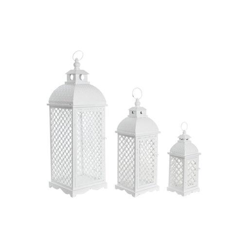 Postes de iluminação 24 x 24 x 74 cm Acabamento envelhecido Cristal Metal Branco Árabe
