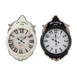 Relógio de Parede Branco Preto Cristal Ferro 61 x 6 x 89 cm (2 Unidades)