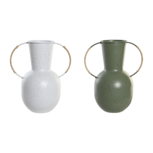 Vaso 20 x 13 x 24 cm Metal Terracota Branco Verde (2 Unidades)