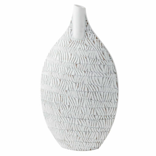 Vaso Branco Resina Moderno (32 x 13 x 57 cm)