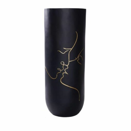 Vaso Preto Resina Moderno (35 x 35 x 90 cm)
