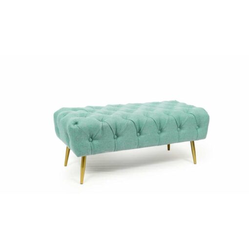 Banqueta Verde Dourado Metal 103 x 46 x 42 cm