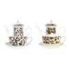 Bule Decor Leopardo Cristal Porcelana Castanho Transparente Branco (2 Unidades)