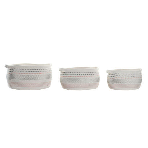 Conjunto de Cestas Branco Preto Laranja 52 x 43 x 25 cm