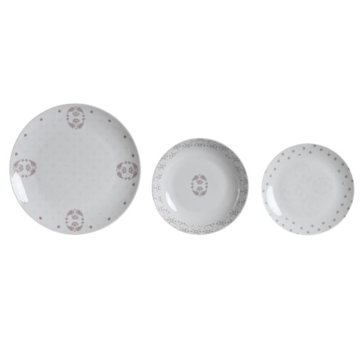 Conjunto de Louça Decor Branco Cor de Rosa Porcelana Scandi 18 Peças 27 x 27 x 3 cm