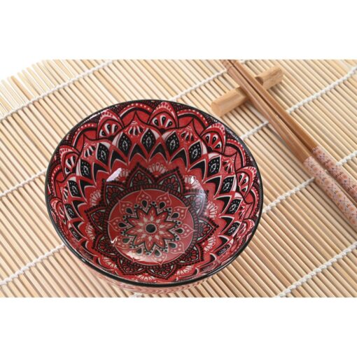 Conjunto de sushi Decor 14,5 x 14,5 x 31 cm Fúcsia Mandala Grés Oriental (16 Peças) - Image 4