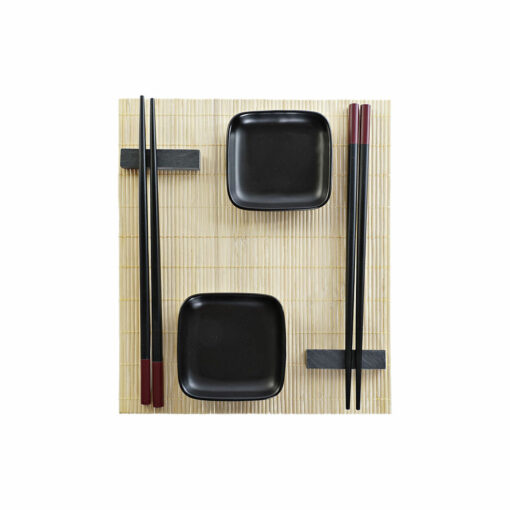 Conjunto de sushi Decor Preto Natural Metal Bambu Grés Oriental 30 x 40 cm 27