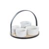 Conjunto para Aperitivos Decor Branco/Preto Metal Bambu Grés Loft 5 Peças 20 x 20 x 14 cm