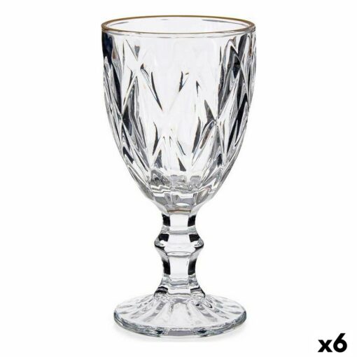 Copo para vinho Transparente Dourado Vidro 330 ml (6 Unidades)