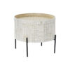 Mesa de apoio Branco Castanho Dourado Metal Madeira MDF 45 x 45 x 39 cm