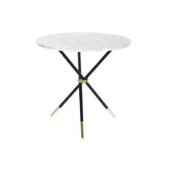 Mesa de apoio Branco Preto Dourado Metal Madeira MDF 80 x 80 x 76 cm