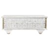 Mesa de apoio MB-182010 Branco Dourado Metal Madeira de mangueira 115 x 60 x 45 cm