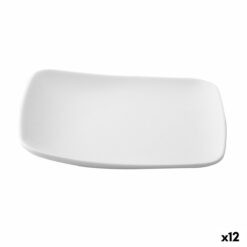 Prato de Sobremesa Ariane Vita Quadrado Cerâmica Branco (20 x 17 cm) (12 Unidades)
