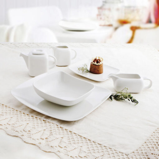 Tigela Ariane Vital Quadrado Cerâmica Branco (Ø 14 cm) (6 Unidades) - Image 2