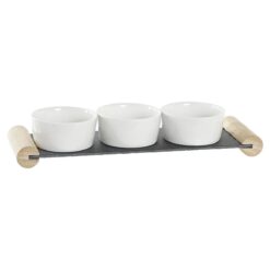 bandeja de aperitivos Decor Branco Preto Grés Ardósia 33 x 10 x 5