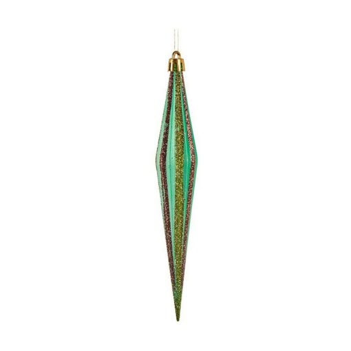 Adorno Natalício Alongado Vermelho Dourado Verde 3 x 8