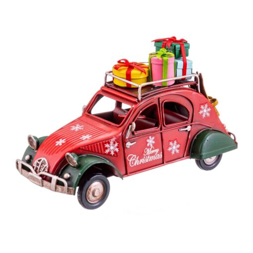 Adorno Natalício Vermelho Multicolor Metal Carro 16 x 7 x 9