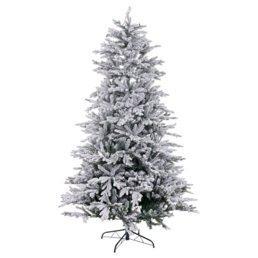 Árvore de Natal Branco Verde PVC Metal Polietileno Nevado 180 cm