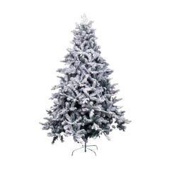 Árvore de Natal Branco Verde PVC Metal Polietileno Nevado 210 cm