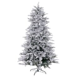 Árvore de Natal Branco Verde PVC Metal Polietileno Nevado 210 cm