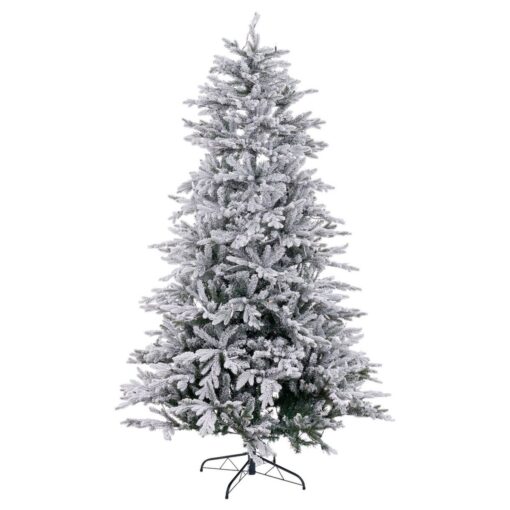 Árvore de Natal Branco Verde PVC Metal Polietileno Nevado 210 cm