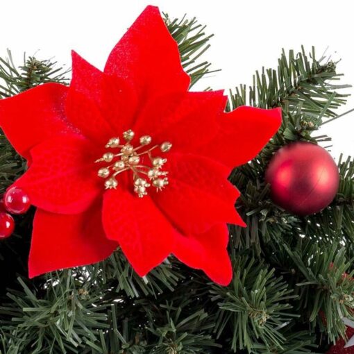Aviso de Porta Natal Vermelho Verde Plástico Tecido 60 cm - Image 2