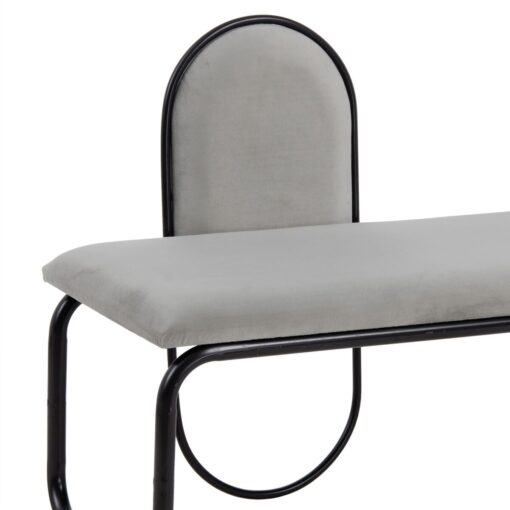 Banqueta 110 x 40 x 68 cm Tecido Sintético Cinzento Metal - Image 8