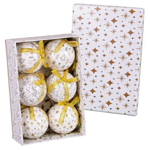 Bolas de Natal Branco Dourado Papel Polyfoam 7