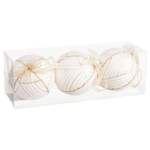 Bolas de Natal Branco Polyfoam Tecido 10 x 10 x 10 cm (3 Unidades) - Image 2