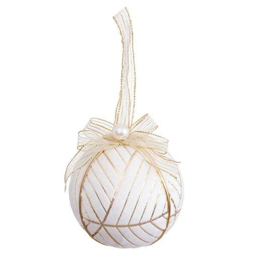 Bolas de Natal Branco Polyfoam Tecido 10 x 10 x 10 cm (3 Unidades)