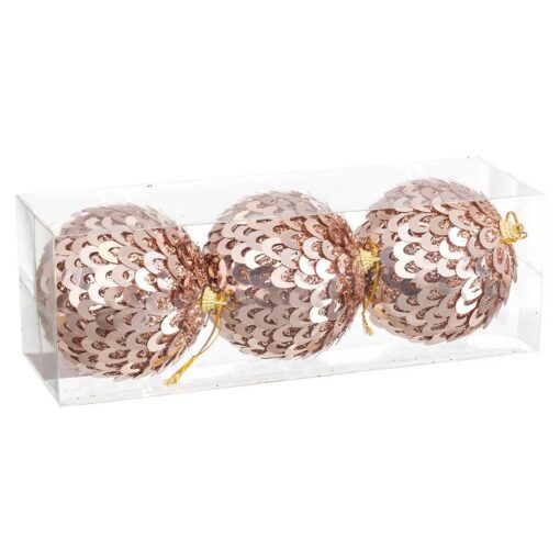 Bolas de Natal Bronze Plástico Polyfoam 10 x 10 x 10 cm (3 Unidades) - Image 2
