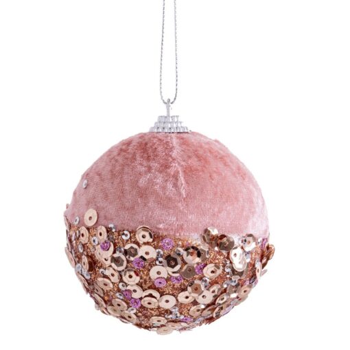 Bolas de Natal Cor de Rosa Dourado Polyfoam Tecido 6 x 6 x 6 cm (10 Unidades) - Image 2