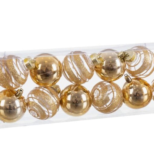 Bolas de Natal Dourado Plástico 6 x 6 x 6 cm (12 Unidades) - Image 2