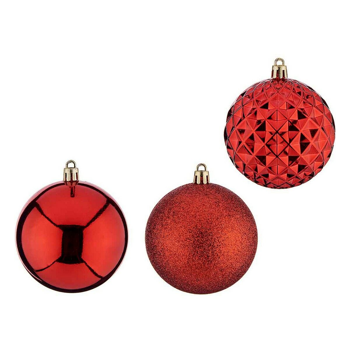 Jogo 3 Bolas Decorada Vermelho e Verde 8cm Natal