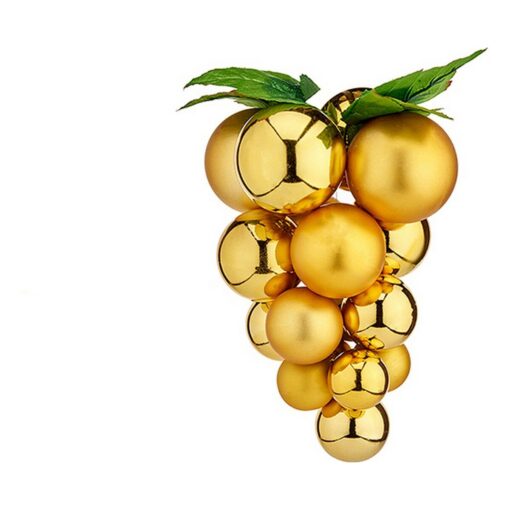 Bolas de Natal Pequeno Uvas Dourado Plástico 14 x 14 x 25 cm