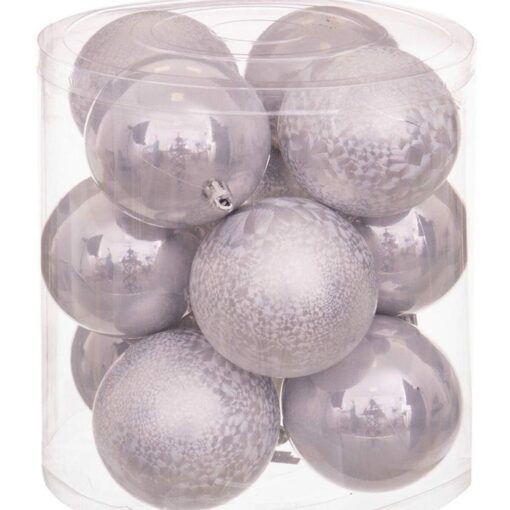 Bolas de Natal Prateado Plástico 8 x 8 x 8 cm (12 Unidades) - Image 2
