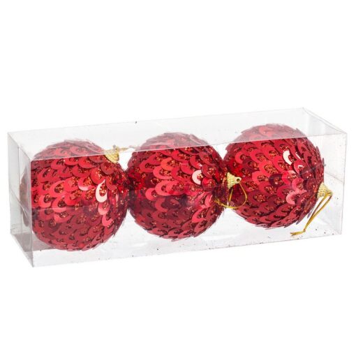 Bolas de Natal Vermelho Plástico Polyfoam 10 x 10 x 10 cm (3 Unidades) - Image 2
