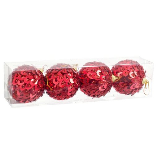 Bolas de Natal Vermelho Plástico Polyfoam 8 x 8 x 8 cm (4 Unidades) - Image 2