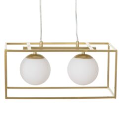 Candeeiro de teto 45 x 20 x 20 cm Cristal Dourado Metal Branco