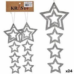 Conjunto de Decorações de Natal Estrela Prateado 19 x 0