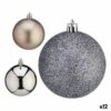 Conjunto de bolas de Natal Prateado Plástico Ø 7 cm (12 Unidades)