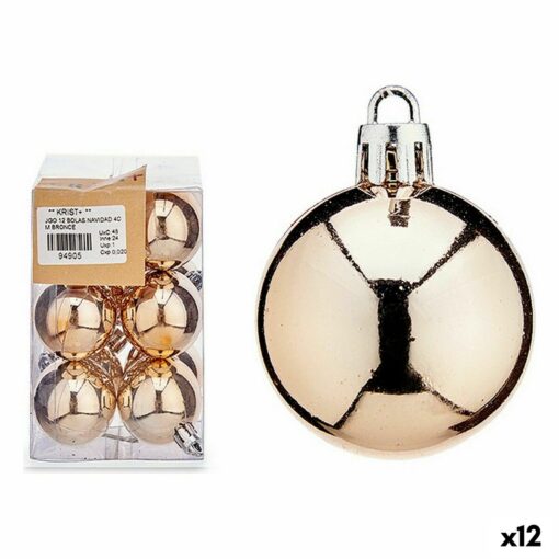 Conjunto de bolas de Natal champagne PVC 8 x 12 x 8 cm (12 Unidades)