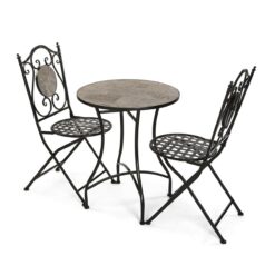 Conjunto de mesa com 2 cadeiras Ivar Preto Metal 60 x 71 x 60 cm
