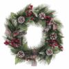 Coroa de Natal Branco Vermelho Verde Natural PVC 40 cm