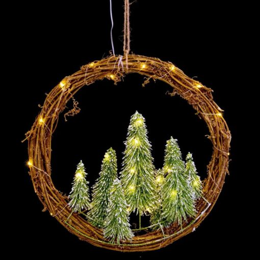 Coroa de Natal Castanho Verde Plástico 46 x 10 x 46 cm - Image 2