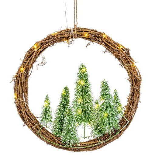 Coroa de Natal Castanho Verde Plástico 46 x 10 x 46 cm - Image 4