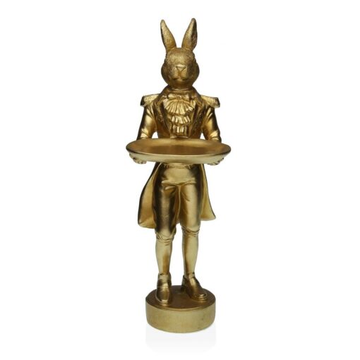 Figura Decorativa Dourado Coelho 16 x 40 x 12 cm Resina